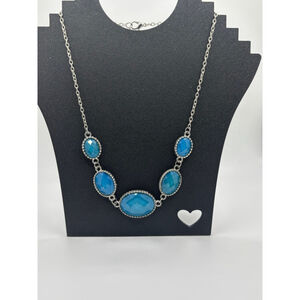 Women's Necklace Blue Silver Gemstone